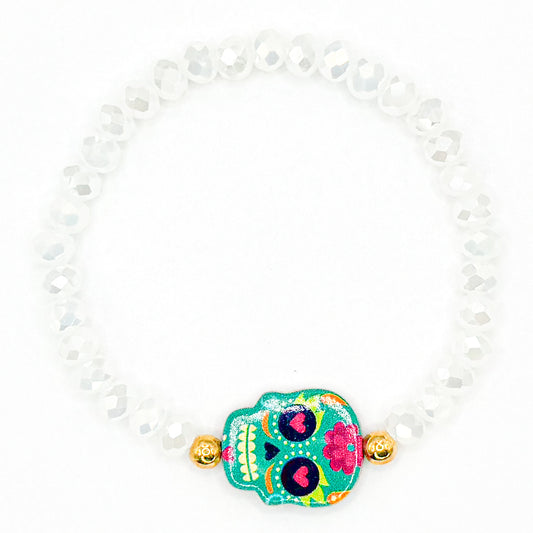 Candy Skull Glass Beaded Bracelet