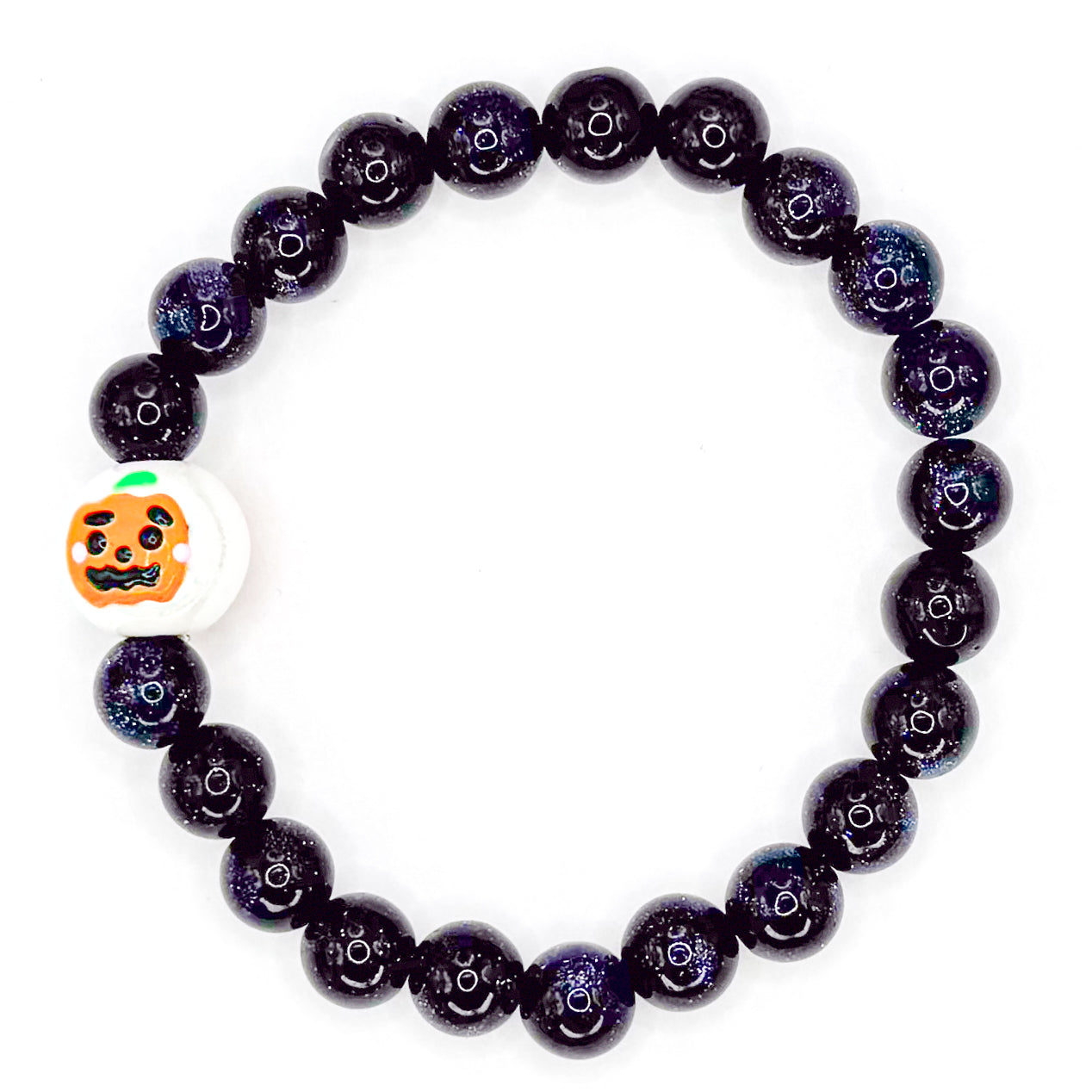 Painted Pumpkin Glass Beaded Bracelet