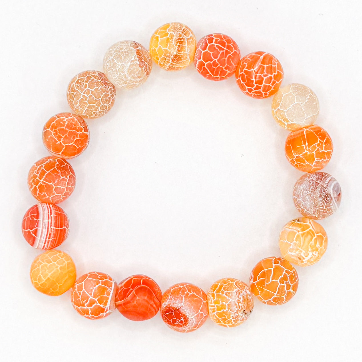 Orange Crackle Glass Beaded Bracelet