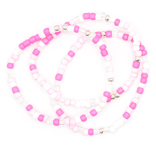 Pink Seed Bead Stackers (Set of 3)