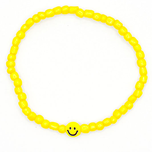 Yellow Smiles Seed Beaded Bracelet