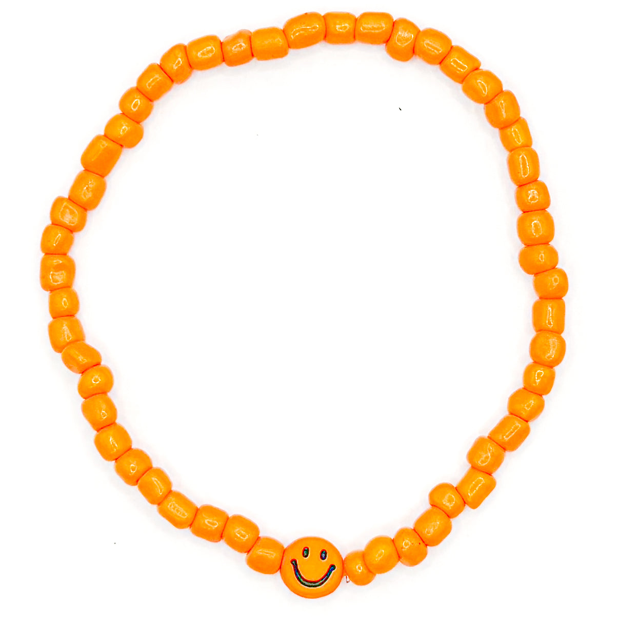 Orange Smiles Seed Beaded Bracelet