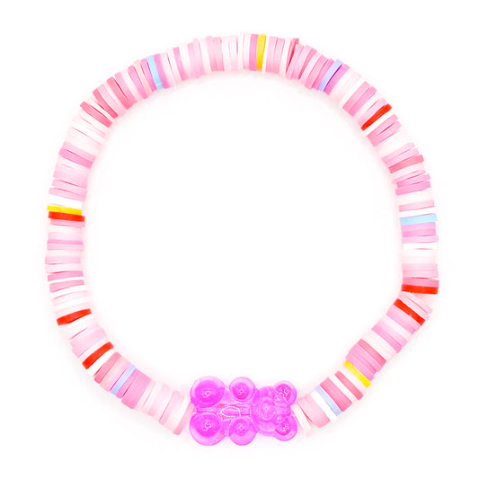 Hot Pink Love Sugar Rush Clay Beaded Bracelet