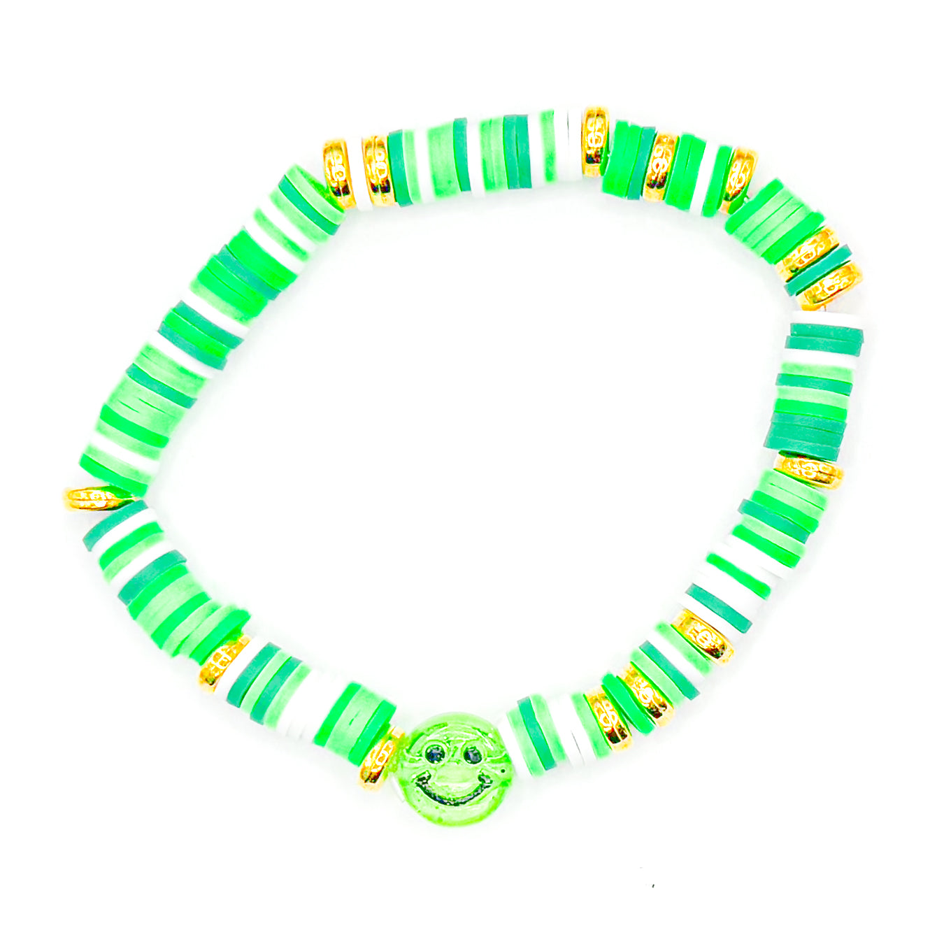 Green Smiles Clay Beaded Bracelet