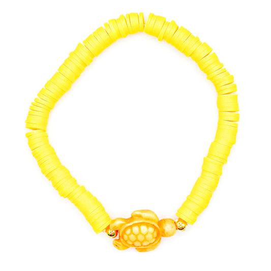 Yellow Turtle Clay Beaded Bracelet