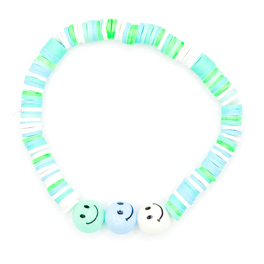 Sea Foam Smiles Clay Beaded Bracelet