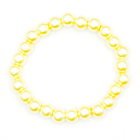 Classy Yellow Pearl Glass Beaded Bracelet