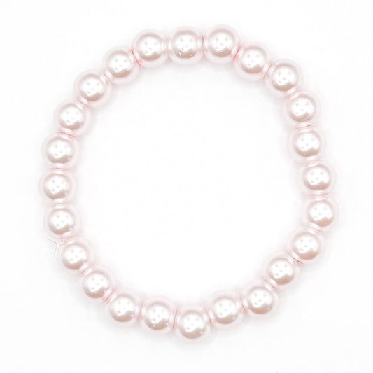 Classy Baby Pink Pearl Glass Beaded Bracelet