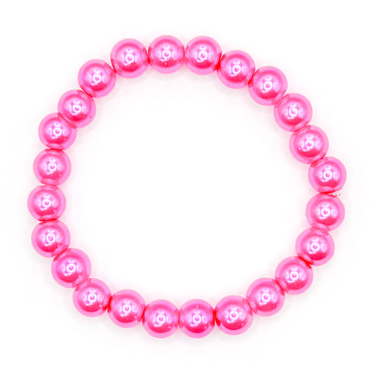 Classy Pink Pearl Glass Beaded Bracelet