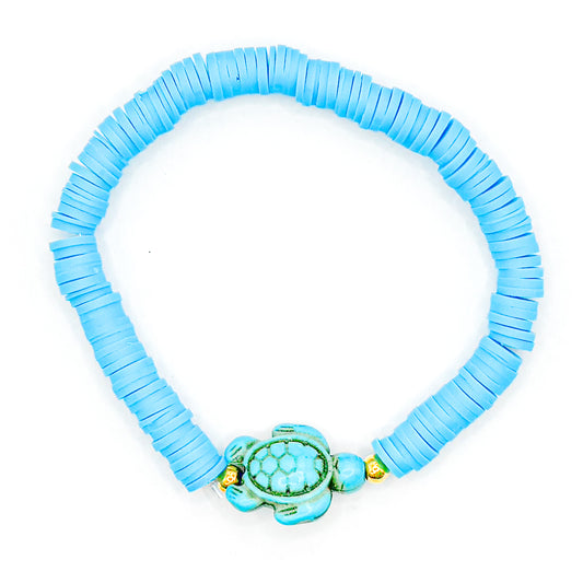 Blue Turtle Clay Beaded Bracelet