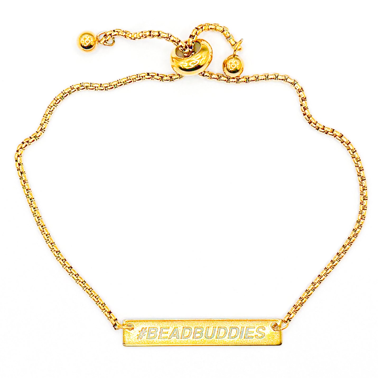 "#BeadBuddies" Engraved Gold Bead Buddy Bracelet