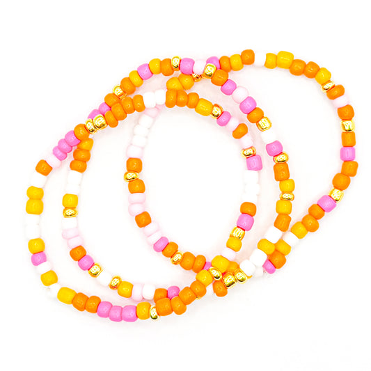 Tropical Sunset Seed Bead Stackers (Set of 3)