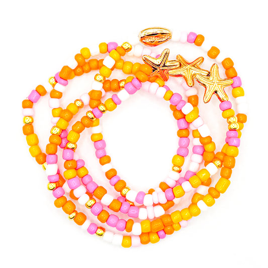 Tropical Sunset Seed Bead Stackers (Set of 5)