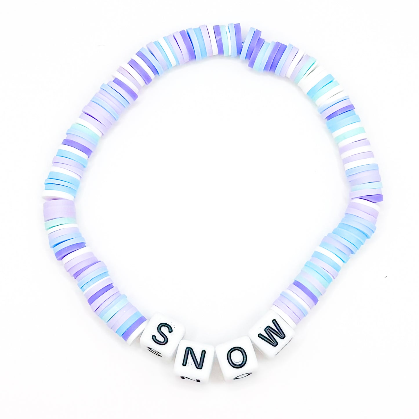 "Snow" Blue and Purple Clay Beaded Bracelet