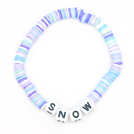 "Snow" Blue and Purple Clay Beaded Bracelet