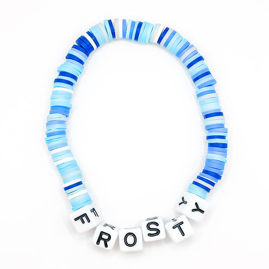 "Frosty" Blue Clay Beaded Bracelet