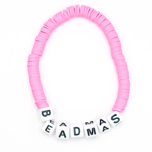 "Beadmas" Pink Clay Beaded Bracelet