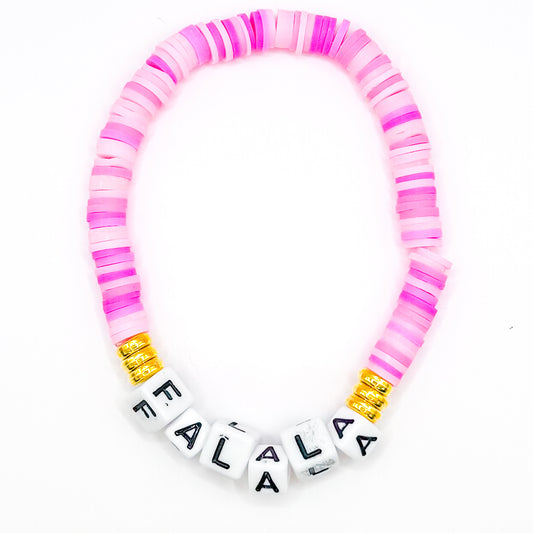 "FaLaLa" Pink Clay Beaded Bracelet