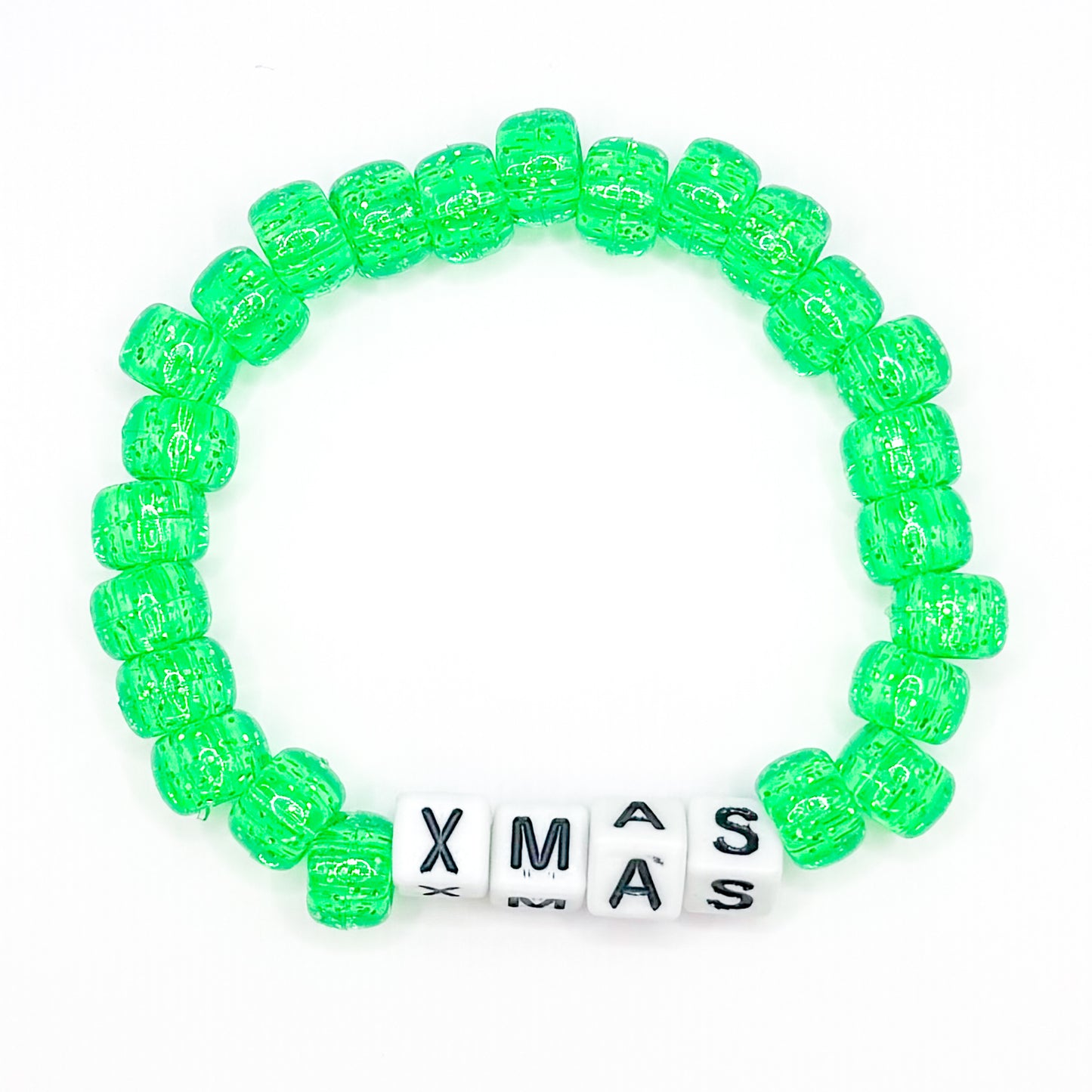 Green "Xmas" Beaded Bracelet