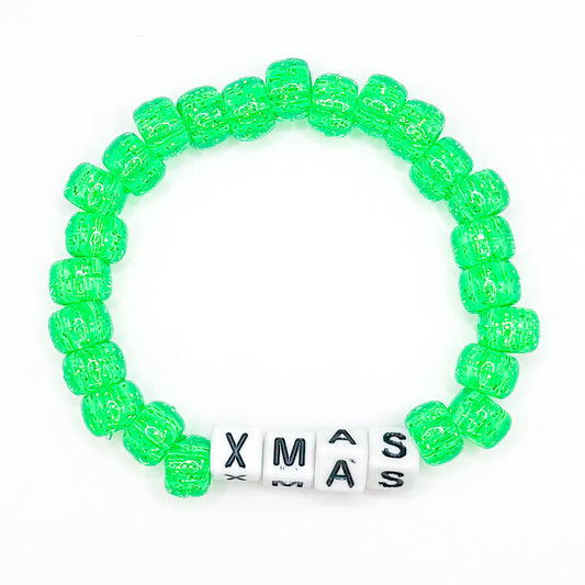 Green "Xmas" Beaded Bracelet