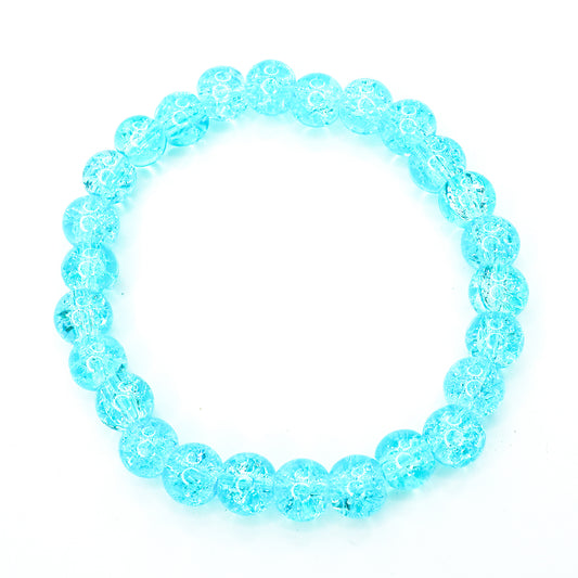 Bright Blue Glass Beaded Bracelet