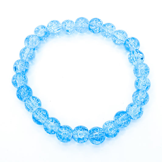 Shiny Blue Glass Beaded Bracelet